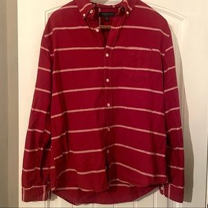 Mens Aéropostale Red Casual Button Down Stripped Shirt